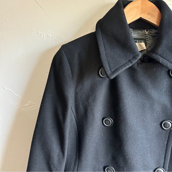 J.Crew Black Wool Blend Peacoat Jacket Classic Tailored Minimal Chic Prep Sz L - Picture 2 of 14